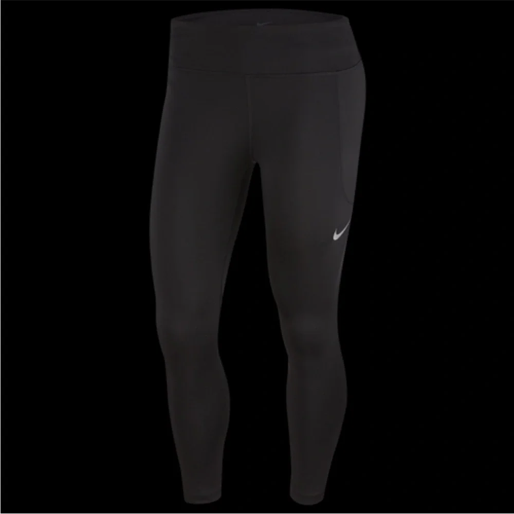 Nike Fast Dri-FIT Crop Leggings XS Black Mid Rise Athletic Running NWT